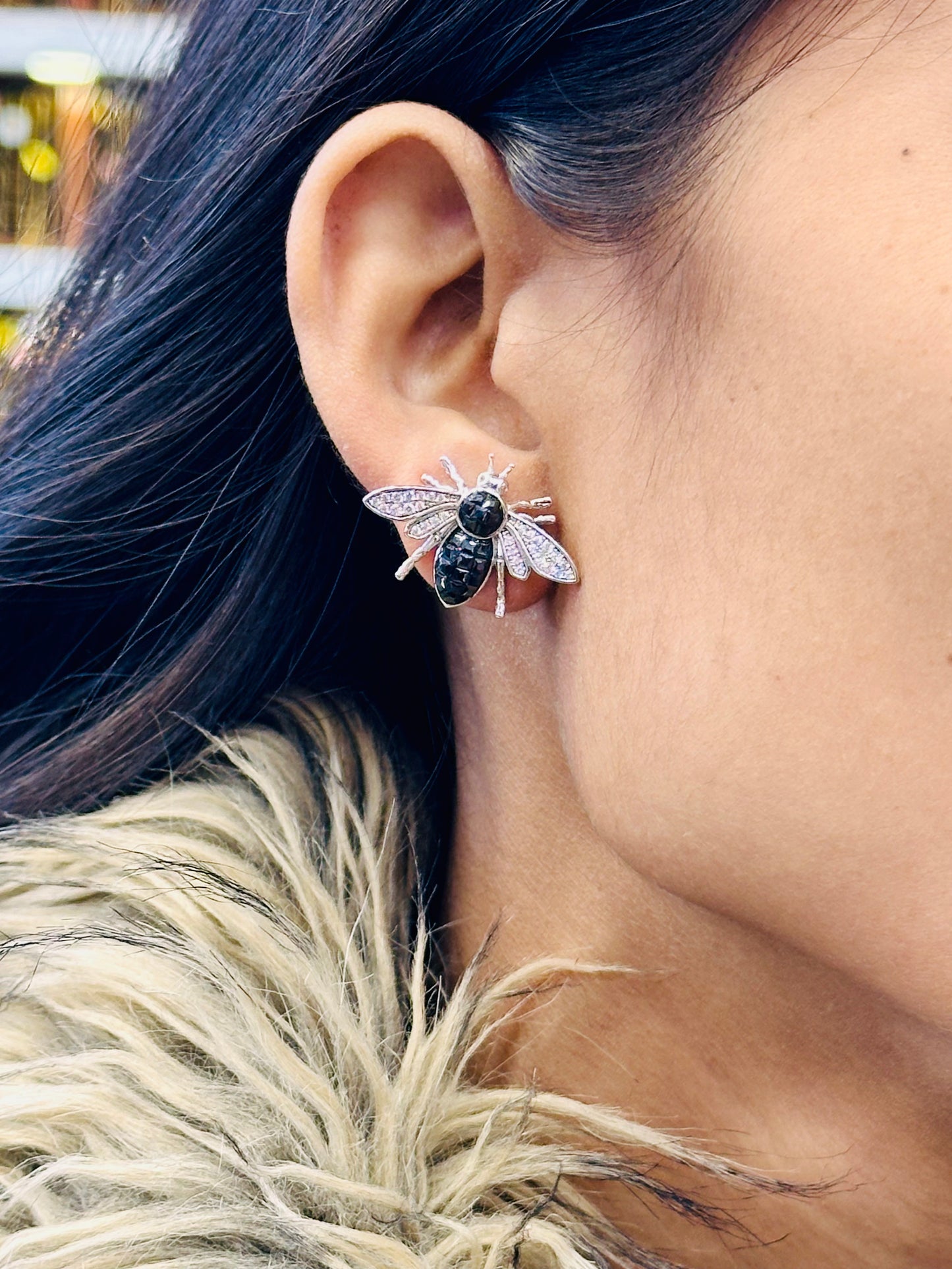 925 Sterling Silver Bee Stud Earrings