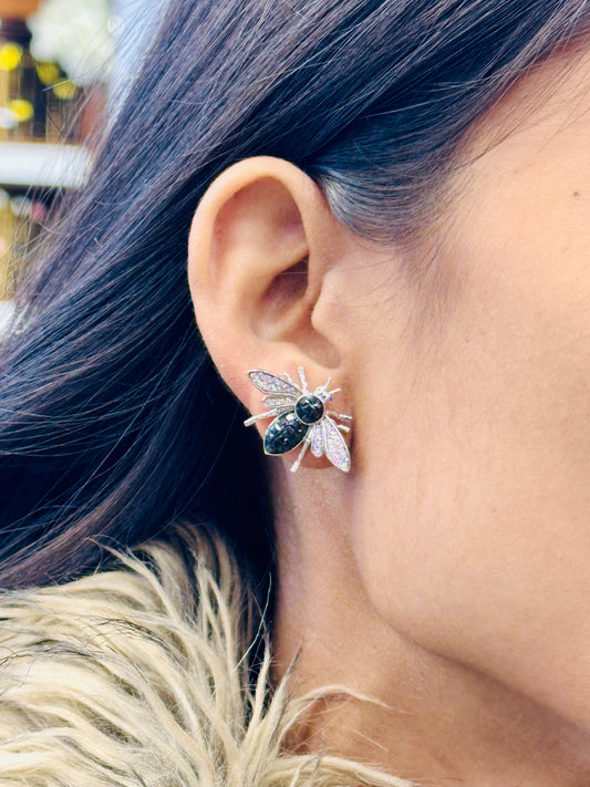 925 Sterling Silver Bee Stud Earrings