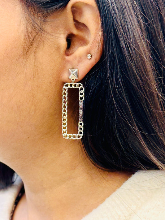 925 Sterling Silver Chain-Link Hoop Earrings