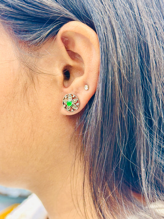925 Sterling Silver Floral Stud Earrings