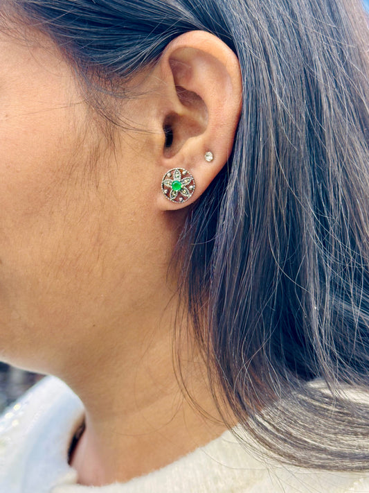 925 Sterling Silver Floral Stud Earrings