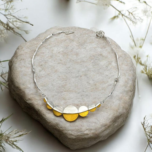 Aurelia Dual - Tone Lunar Hasli Necklace - The Aarna Jewels