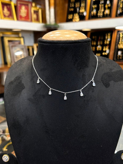 Celeste Droplet Sterling Silver Necklace - The Aarna Jewels