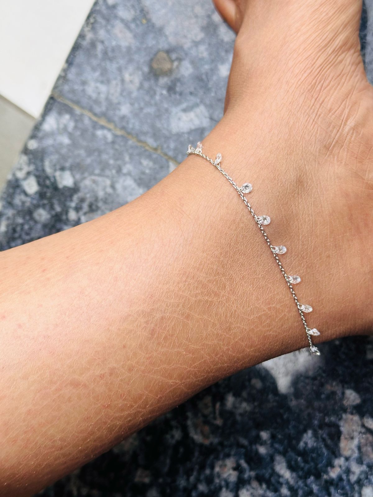 Celeste Sparkle Silver Anklet - The Aarna Jewels