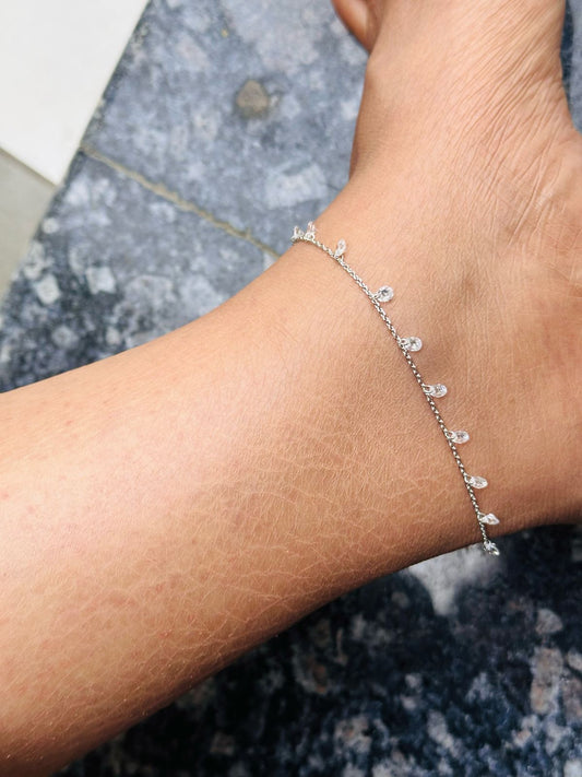 Celeste Sparkle Silver Anklet - The Aarna Jewels