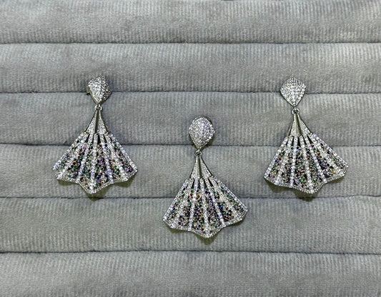 Celestia Multigem Fan Pendant Set - The Aarna Jewels