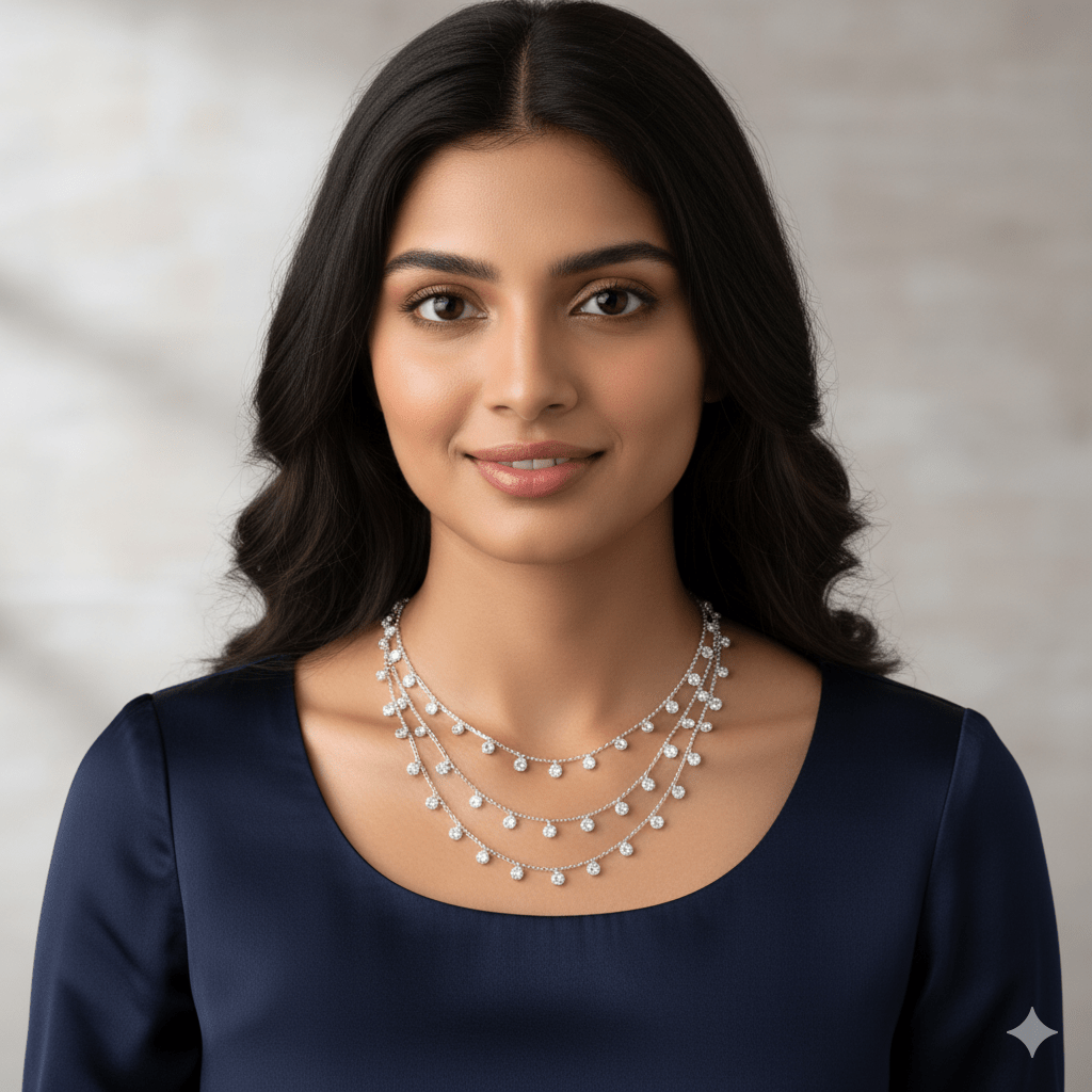 Dewdrops Double Layered Chain - The Aarna Jewels