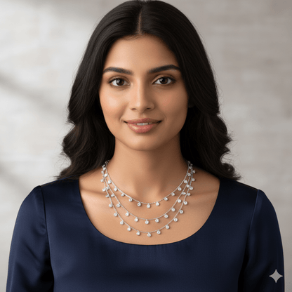 Dewdrops Double Layered Chain - The Aarna Jewels