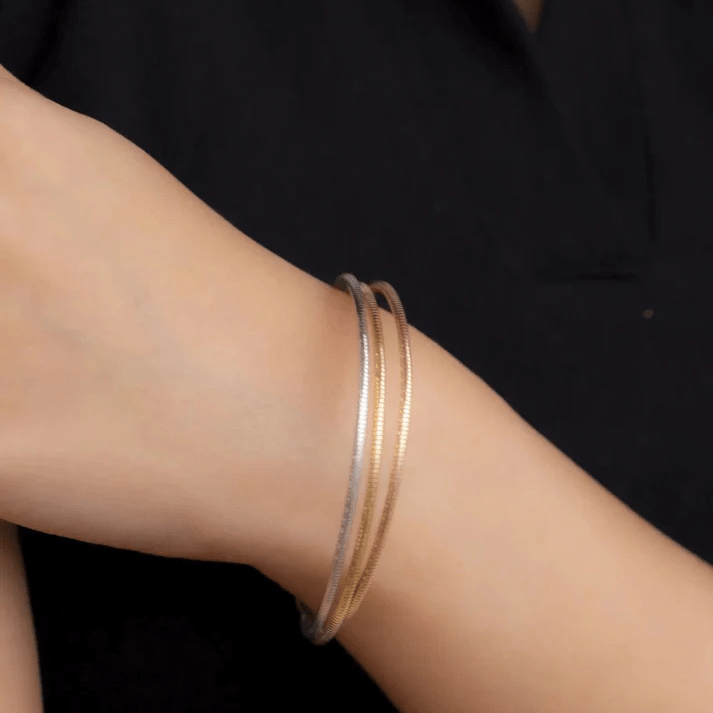 Dual - Tone Sleek Bracelet - The Aarna Jewels