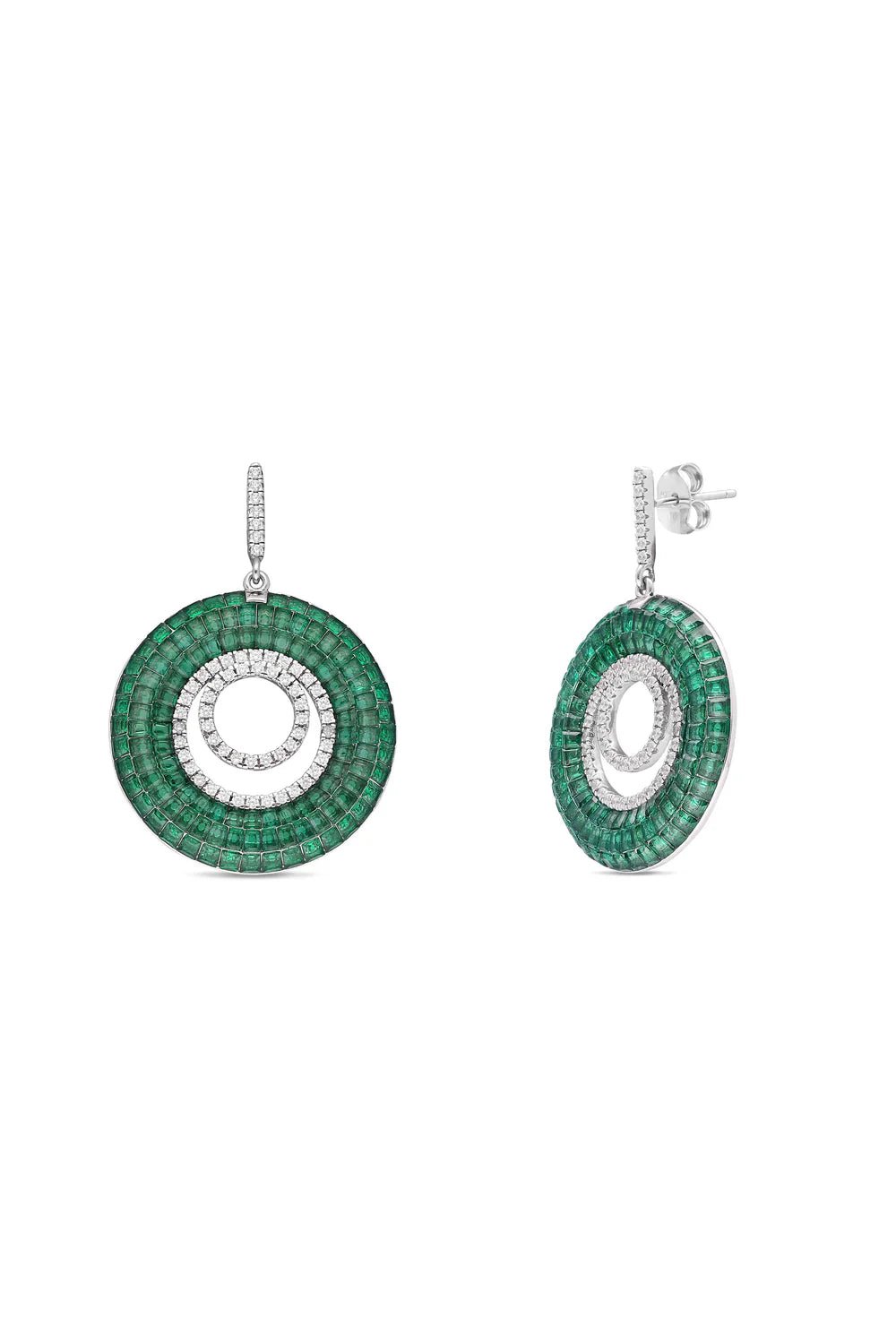 Emerald Circle Drop Earrings - The Aarna Jewels