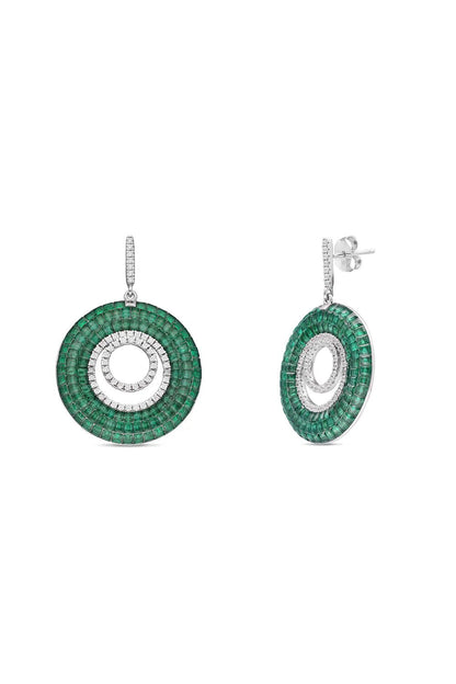 Emerald Circle Drop Earrings - The Aarna Jewels