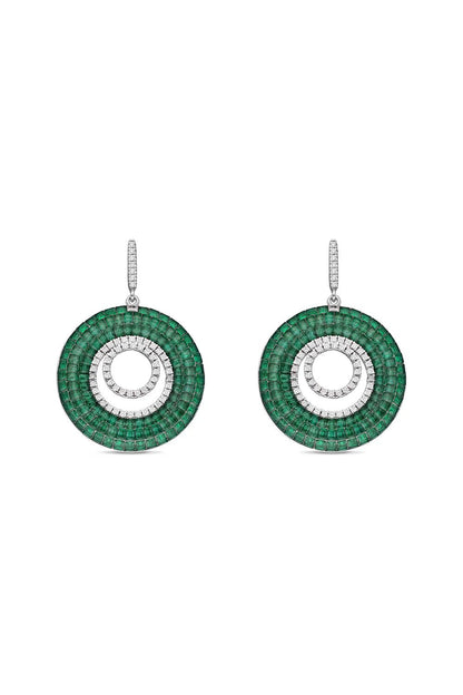 Emerald Circle Drop Earrings - The Aarna Jewels