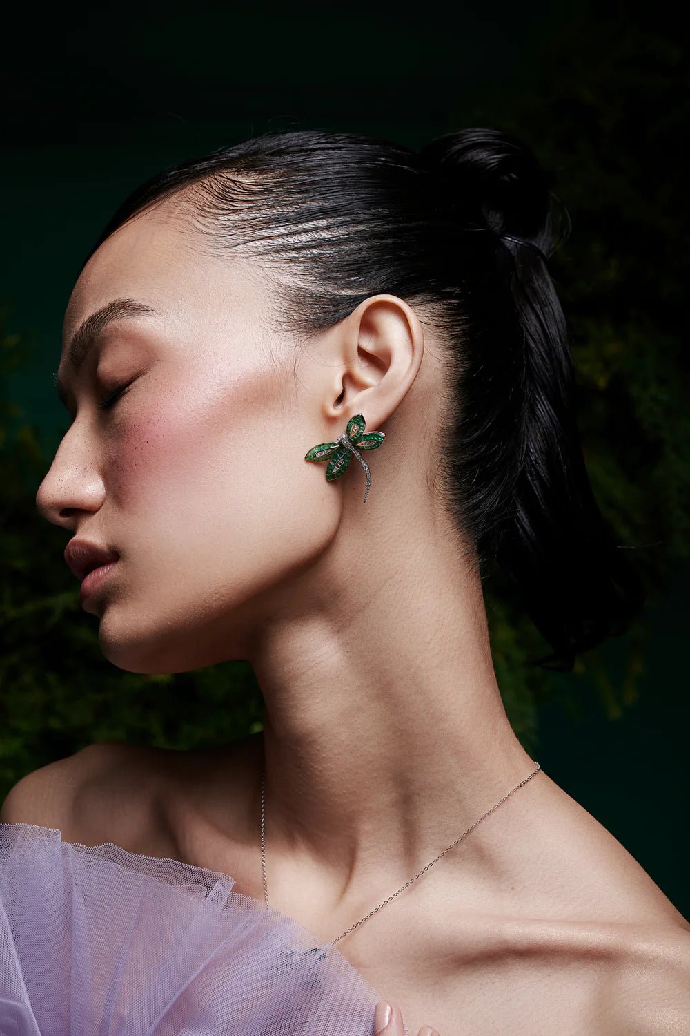 Emerald Dragonfly Earrings - The Aarna Jewels