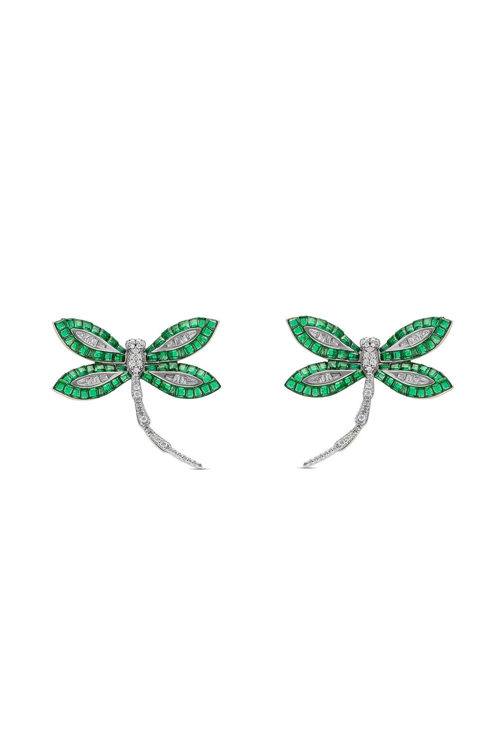 Emerald Dragonfly Earrings - The Aarna Jewels