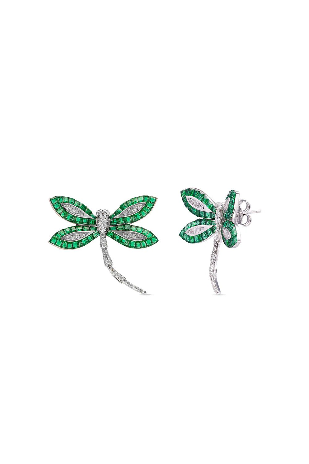 Emerald Dragonfly Earrings - The Aarna Jewels