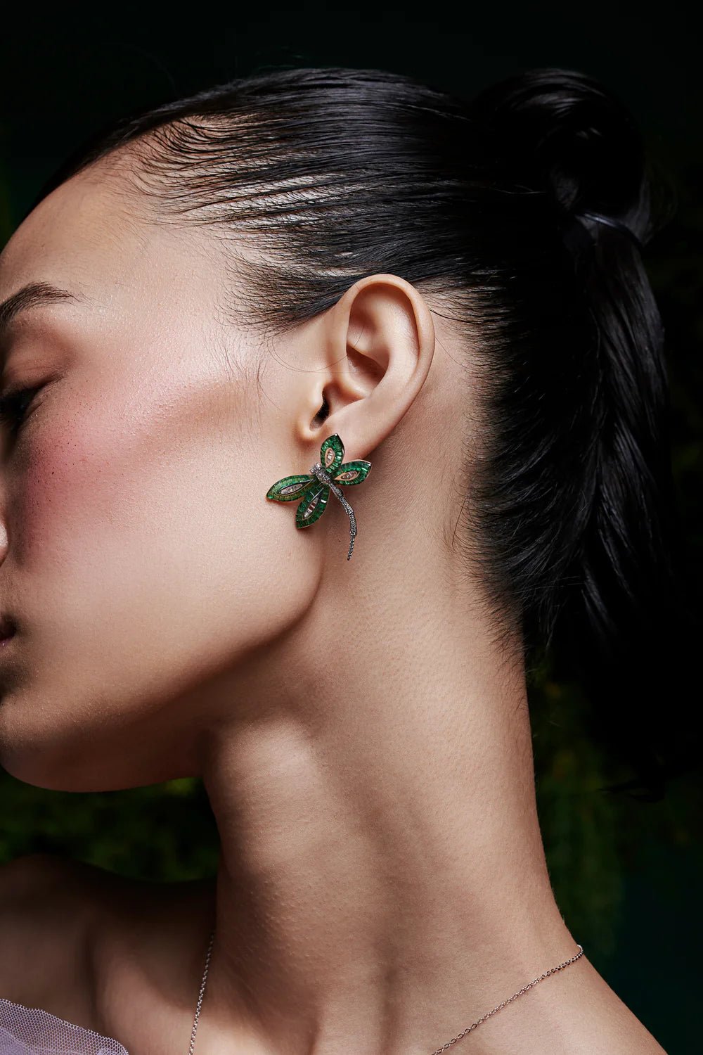Emerald Dragonfly Earrings - The Aarna Jewels