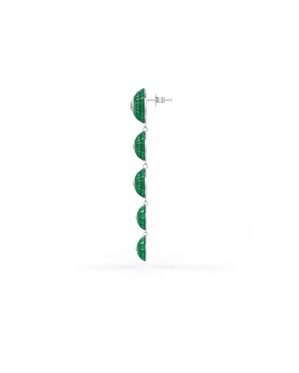 Emerald Green Cascade Disc Dangler Earrings - The Aarna Jewels