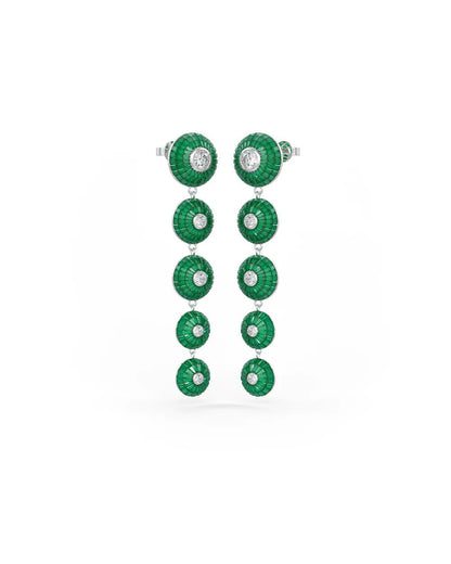 Emerald Green Cascade Disc Dangler Earrings - The Aarna Jewels