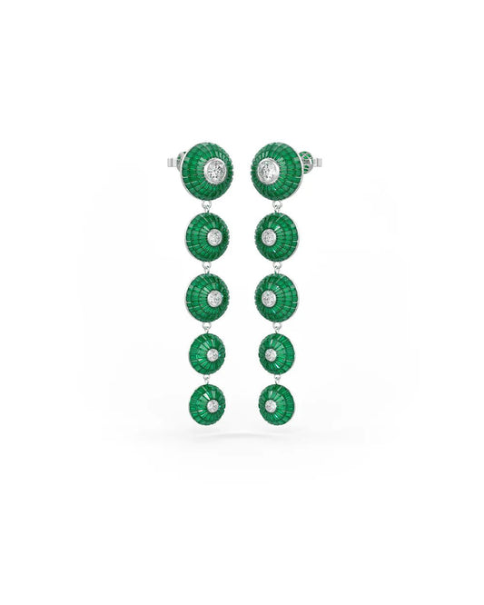 Emerald Green Cascade Disc Dangler Earrings - The Aarna Jewels