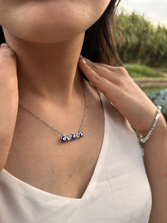 Evil Eye Bar Neck Chain - The Aarna Jewels