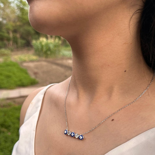 Evil Eye Bar Neck Chain - The Aarna Jewels