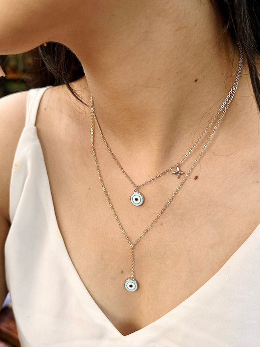 Evil Eye Layered Neck Chain - The Aarna Jewels
