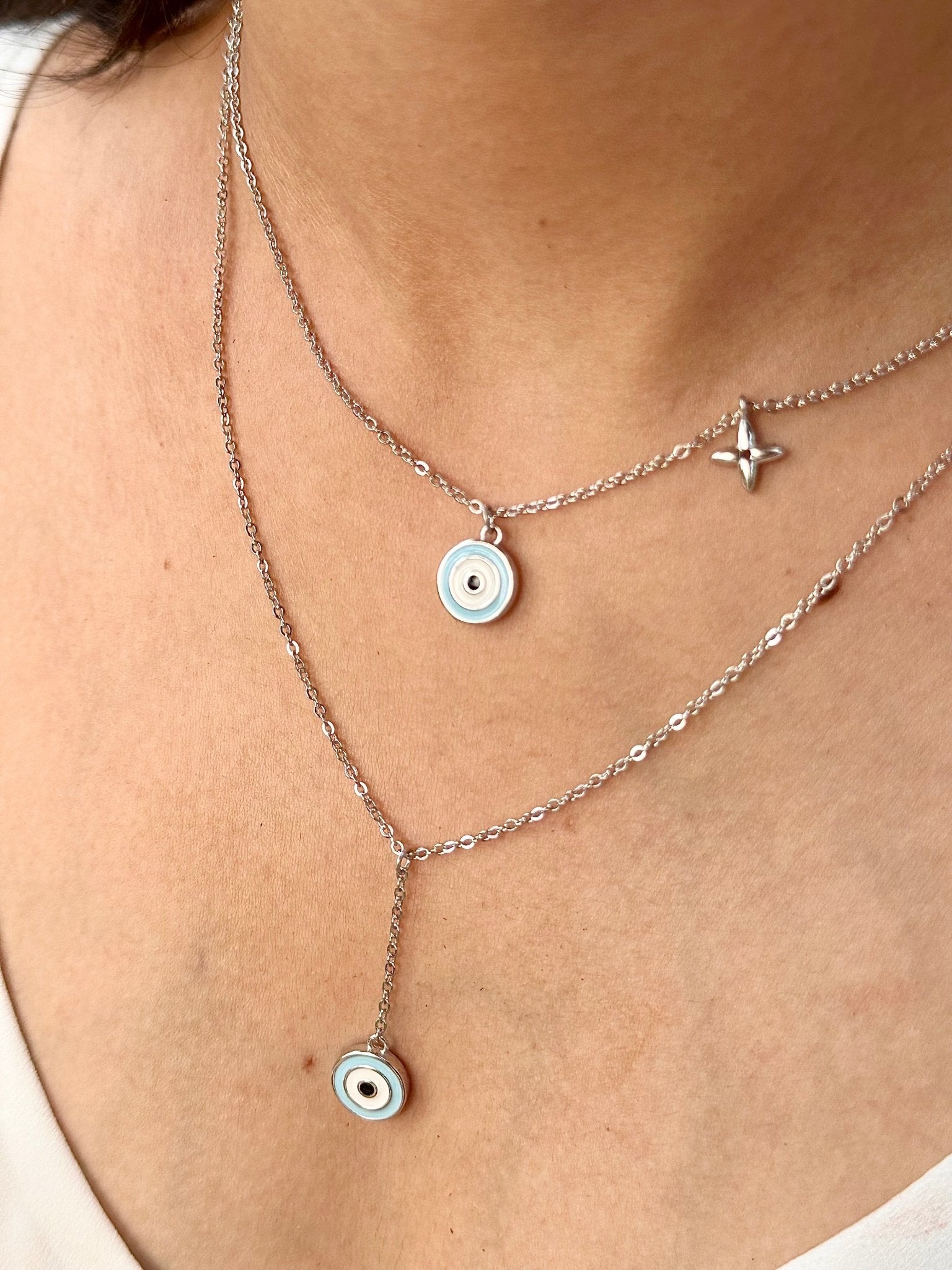 Evil Eye Layered Neck Chain - The Aarna Jewels