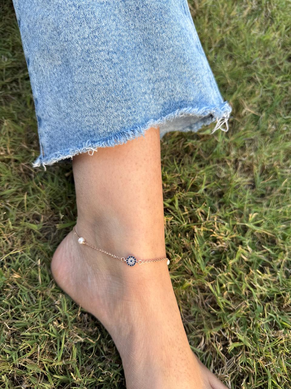 Evil Eye Pearl Anklet 🧿✨ - The Aarna Jewels