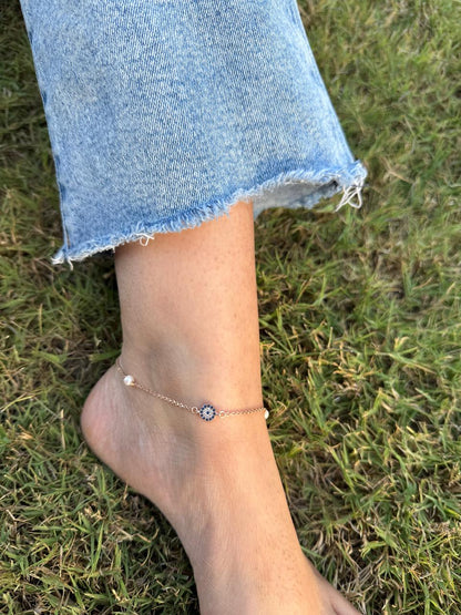 Evil Eye Pearl Anklet 🧿✨ - The Aarna Jewels