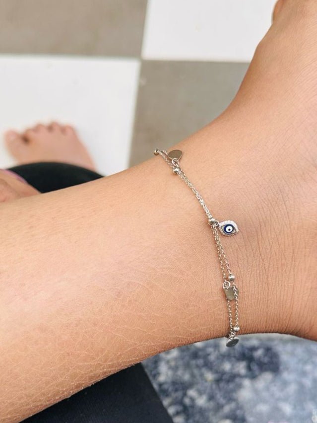 Evil Eye Whisper Anklet - The Aarna Jewels