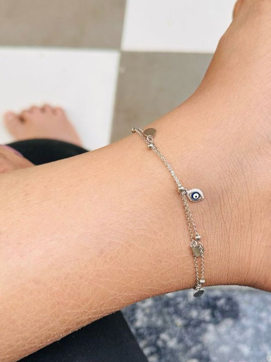 Evil Eye Whisper Anklet - The Aarna Jewels