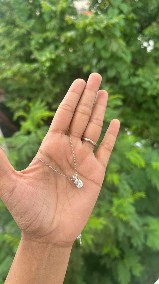 Flora Spark Silver Solitaire Necklace - The Aarna Jewels