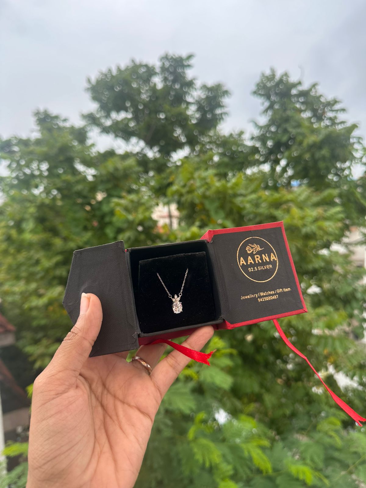 Flora Spark Silver Solitaire Necklace - The Aarna Jewels