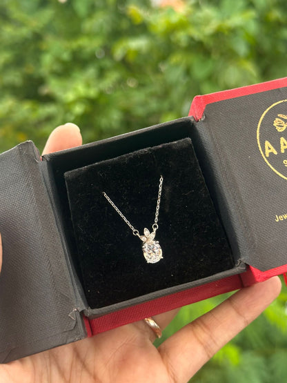 Flora Spark Silver Solitaire Necklace - The Aarna Jewels