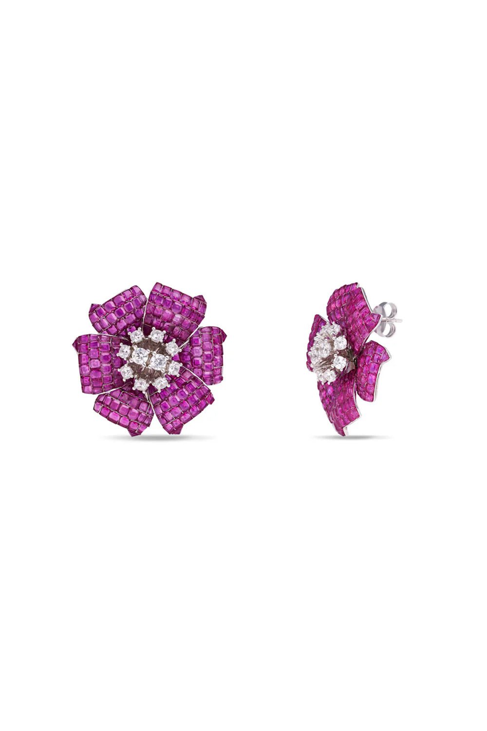 Fuchsia Bloom Stud Earrings - The Aarna Jewels