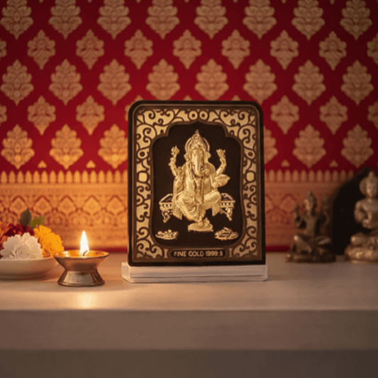 Gold Plated Ganesh Table Top Frame - The Aarna Jewels