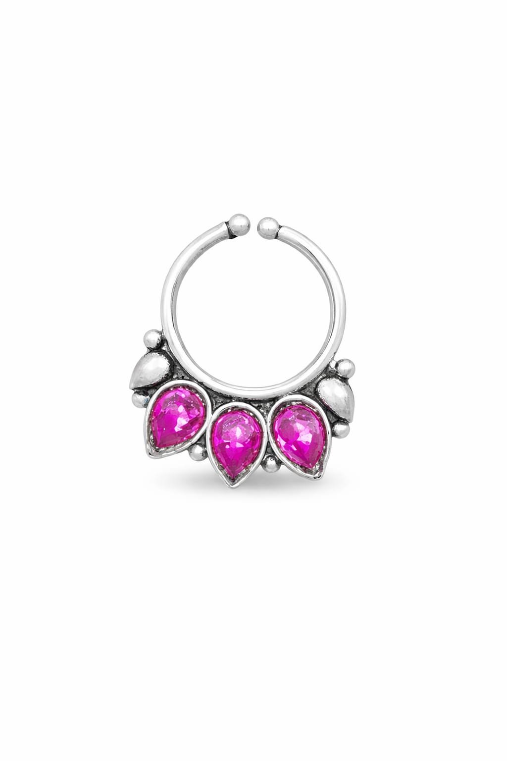 Handcrafted 92.5 Pure Silver Nose Ring - The Aarna Jewels