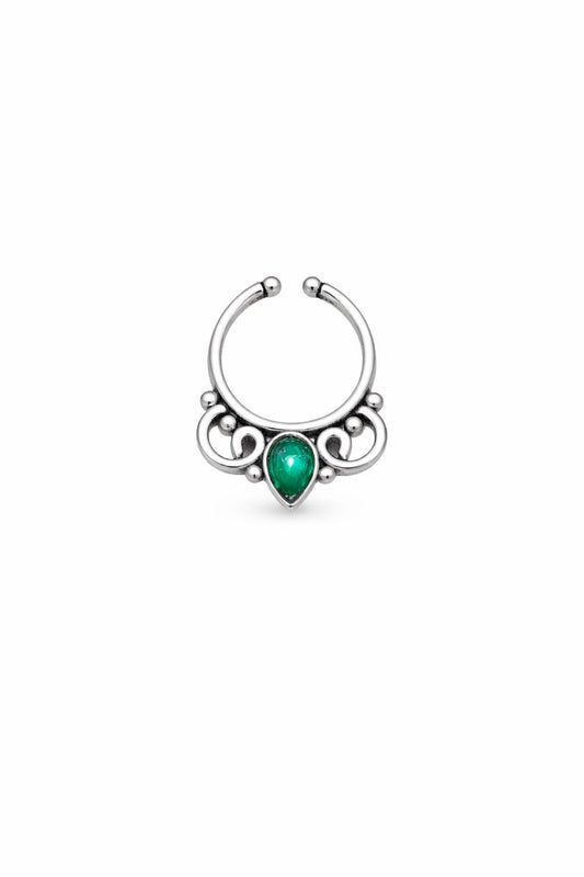 Handcrafted 92.5 Pure Silver Nose Ring - The Aarna Jewels
