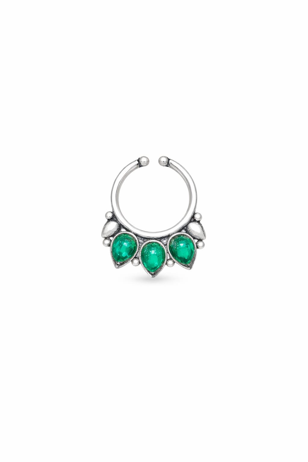 Handcrafted 92.5 Pure Silver Nose Ring - The Aarna Jewels