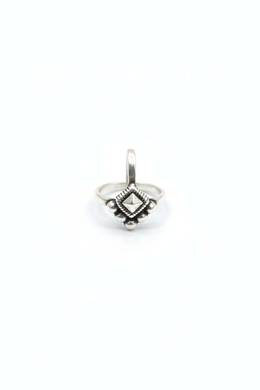Handcrafted 92.5 Pure Silver Oxidized Nose Pin - The Aarna Jewels