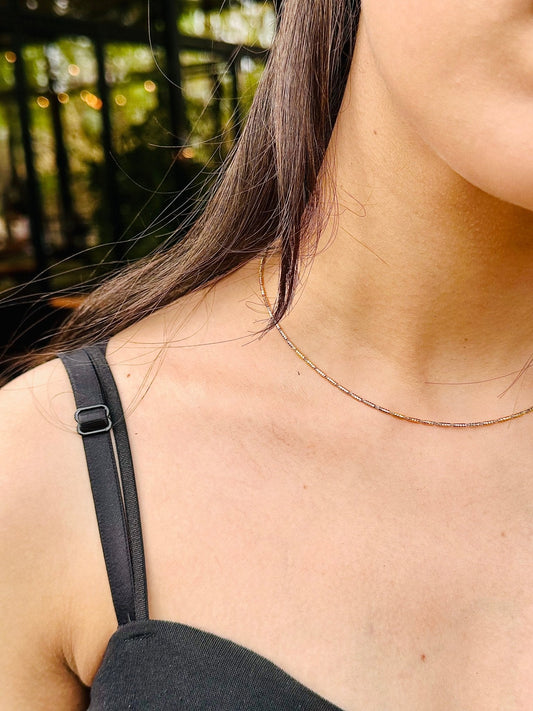 Ira Dual - Tone Necklace - The Aarna Jewels