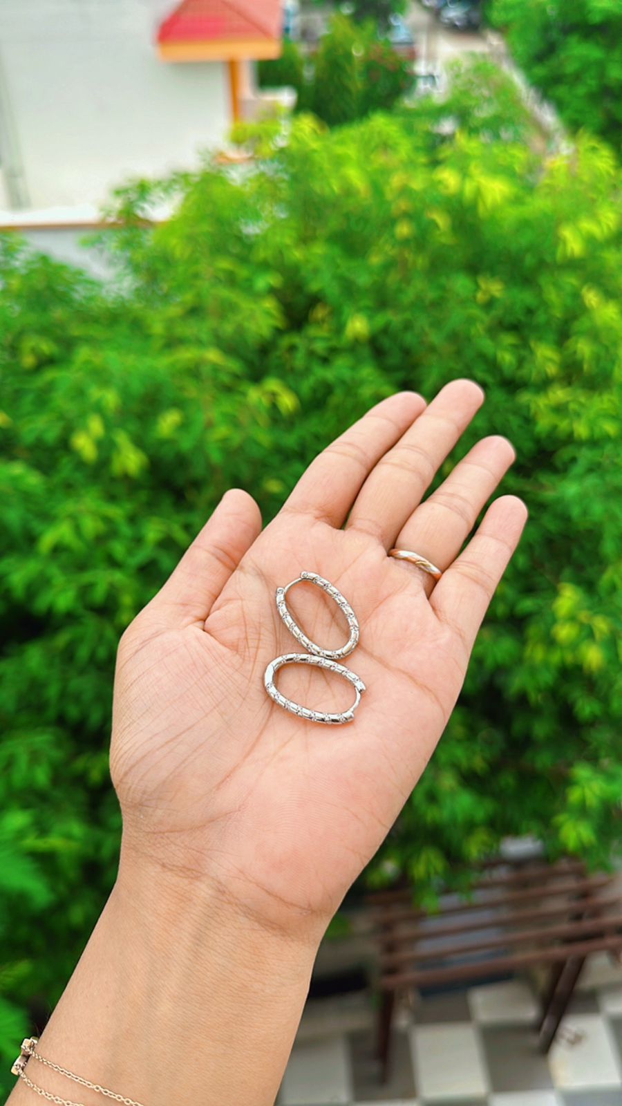 LunaText Oval Silver Hoop Earrings - The Aarna Jewels