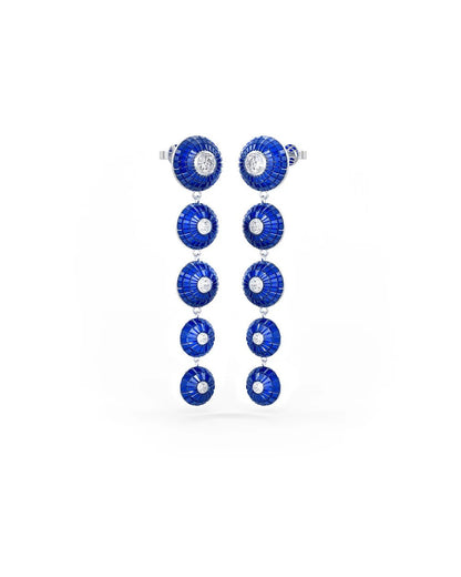 Midnight Blue Cascade Disc Dangler Earrings - The Aarna Jewels