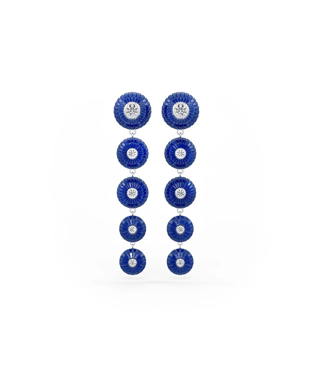 Midnight Blue Cascade Disc Dangler Earrings - The Aarna Jewels