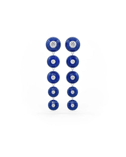 Midnight Blue Cascade Disc Dangler Earrings - The Aarna Jewels