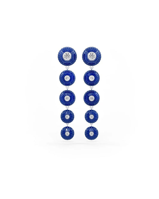 Midnight Blue Cascade Disc Dangler Earrings - The Aarna Jewels