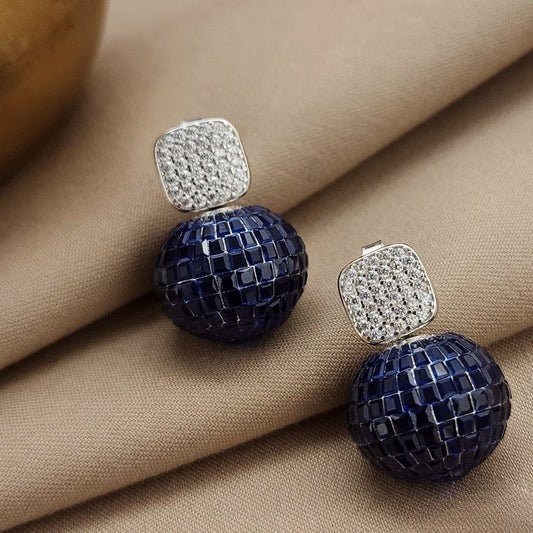 Midnight Mosaic Ball Earrings - The Aarna Jewels