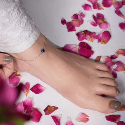 Nazar Charm – Evil Eye Silver Anklet - The Aarna Jewels