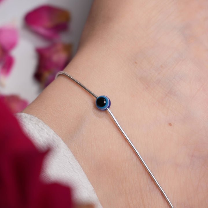 Nazar Charm – Evil Eye Silver Anklet - The Aarna Jewels