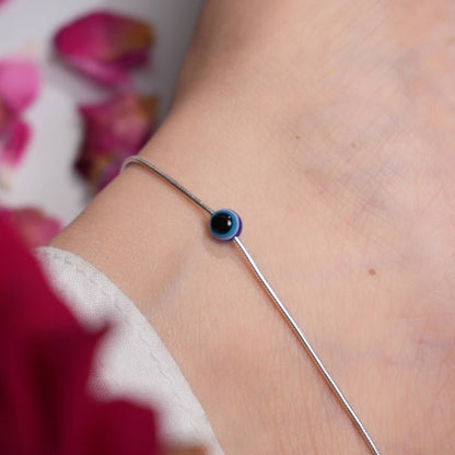 Nazar Charm – Evil Eye Silver Anklet - The Aarna Jewels